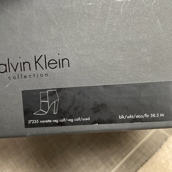 calvin klein collection High Heel Ankle Boots Black Leather Red Calf Nib 38.5 8 - Picture 9 of 10